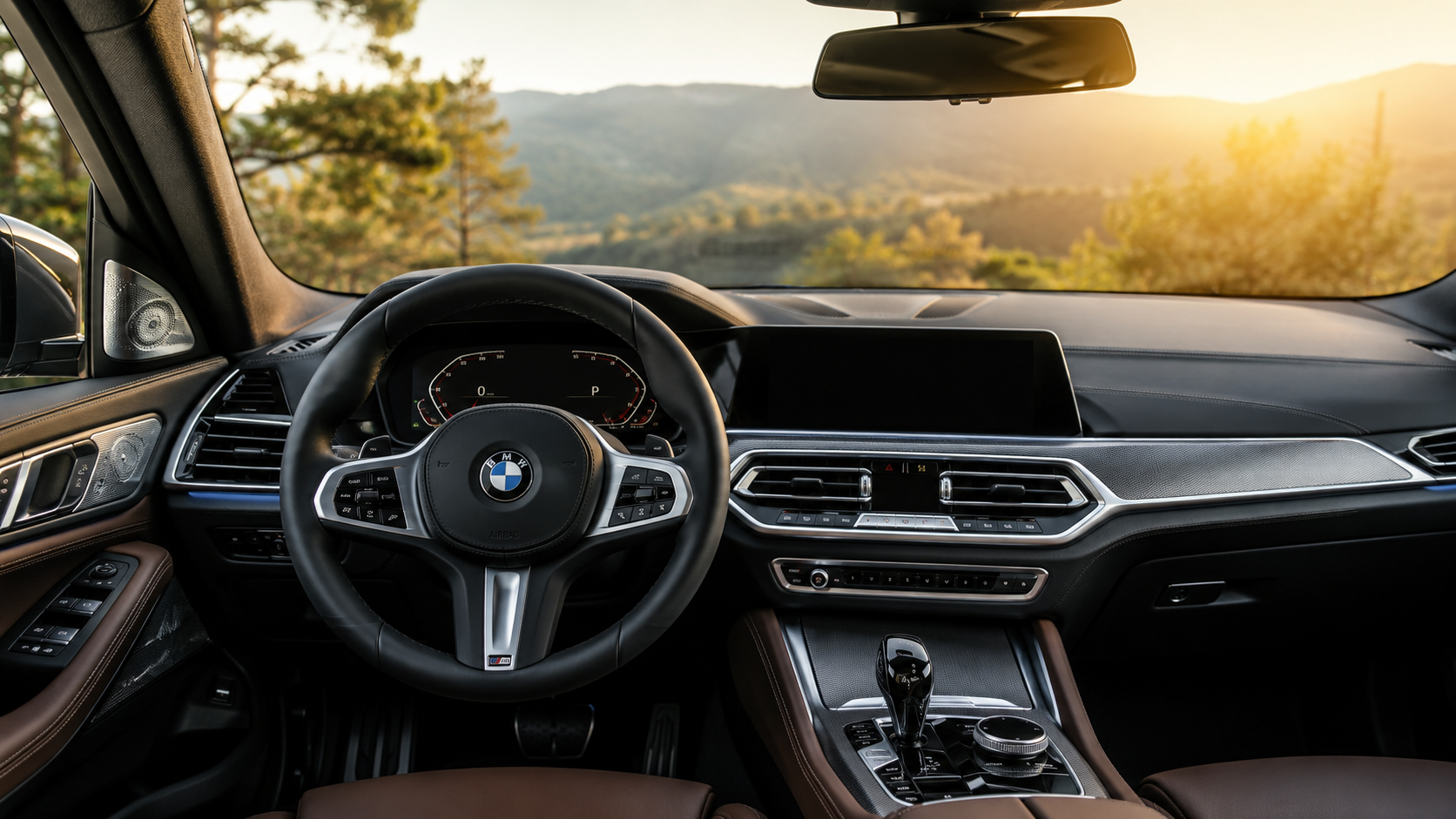 BMW interior showcasing a premium factory cabin before an audio upgrade.